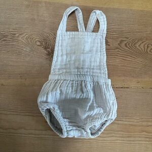 Jamie Kay Cream/Taupe Gauze Baby Romper